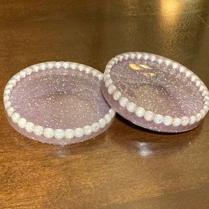Purple Glittery Resin Coaster, Set of Two